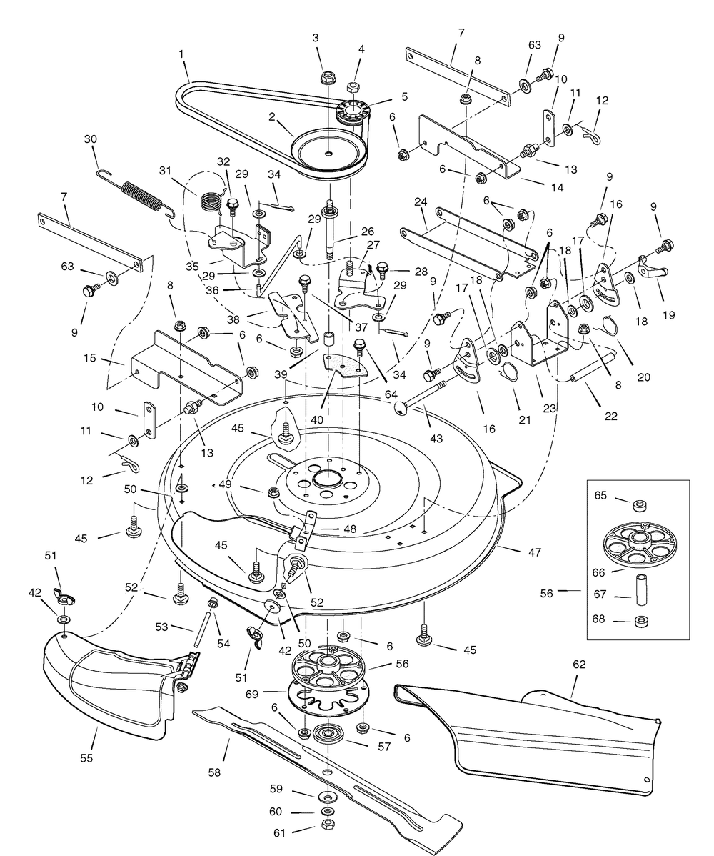 Mower Housing Diagram and Parts List for 309007X8B 2005 Briggs and Stratton Lawn Tractor